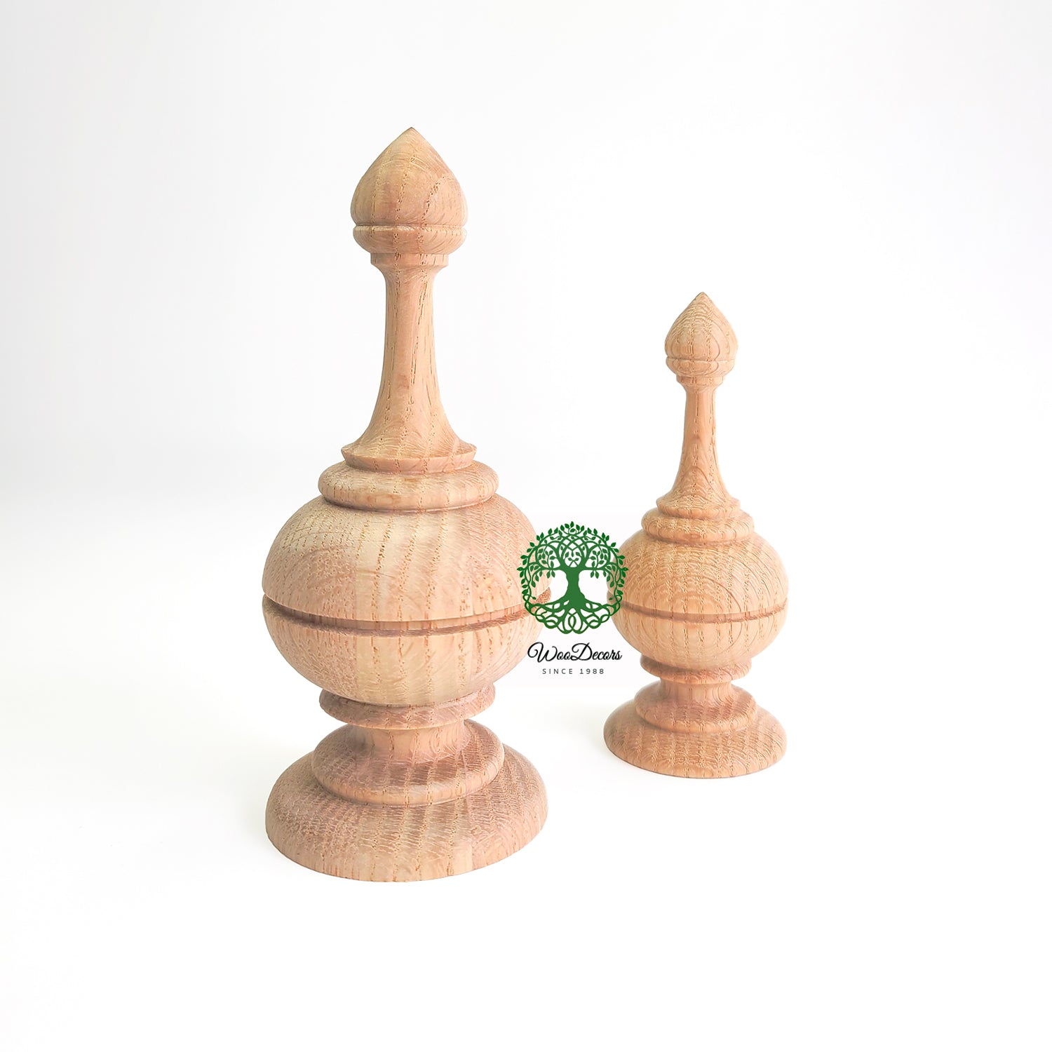 PAIR of Wood Turning Urn Finial for Curtain Rod, Bed Post and Furniture, Available in 2 Sizes, Unfinished