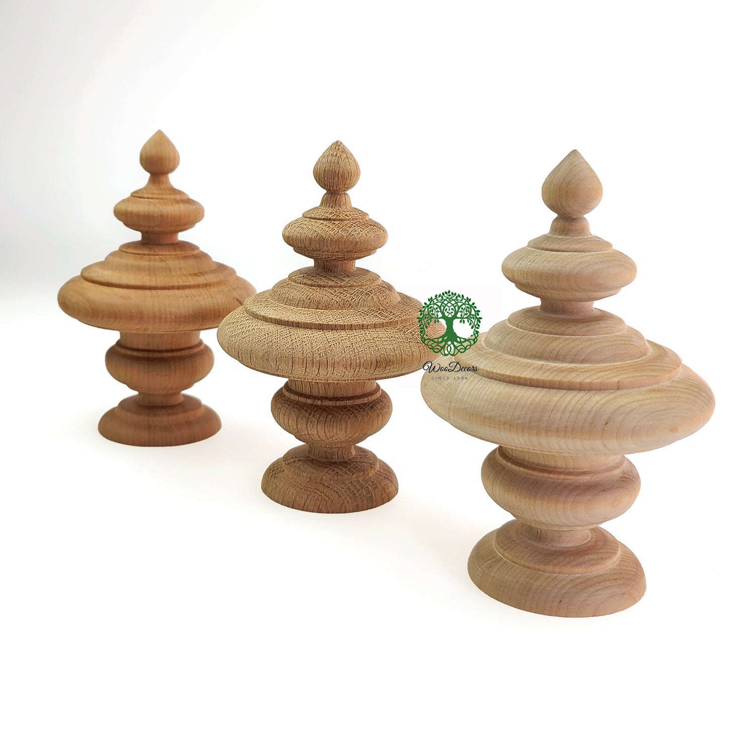 PAIR of Wood Turning Urn Finial for Curtain Rod, Bed Post and Furniture, 5-3/4