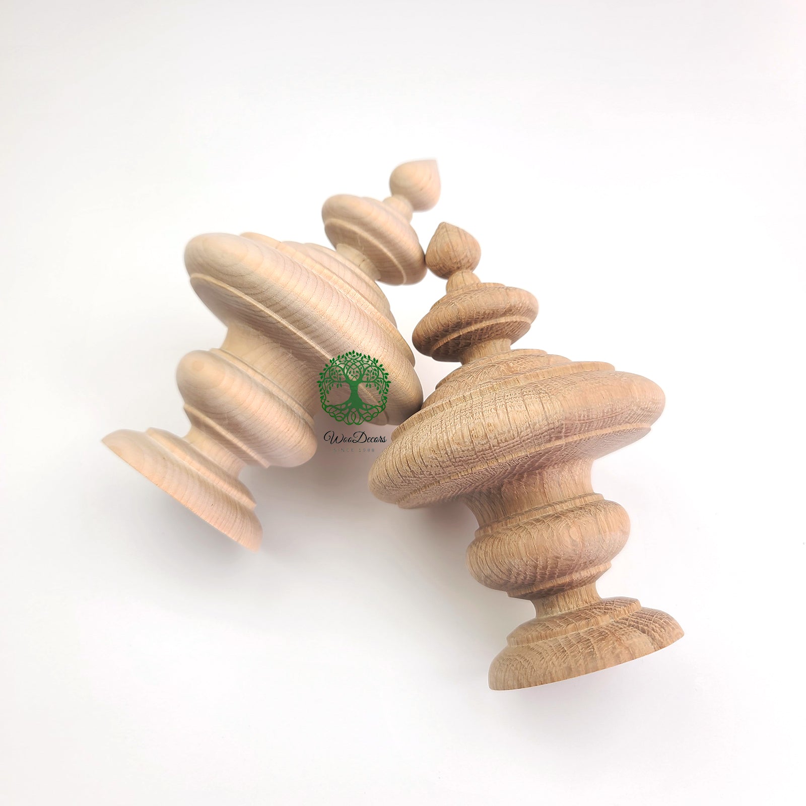 PAIR of Wood Turning Urn Finial for Curtain Rod, Bed Post and Furniture, 5-3/4
