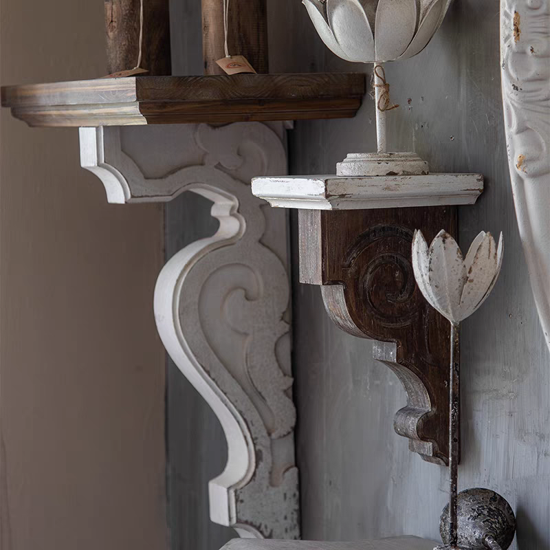PAIR of Victorian Wood Carved Brackets for Float Shelf and Curtain Rod, Available in 8