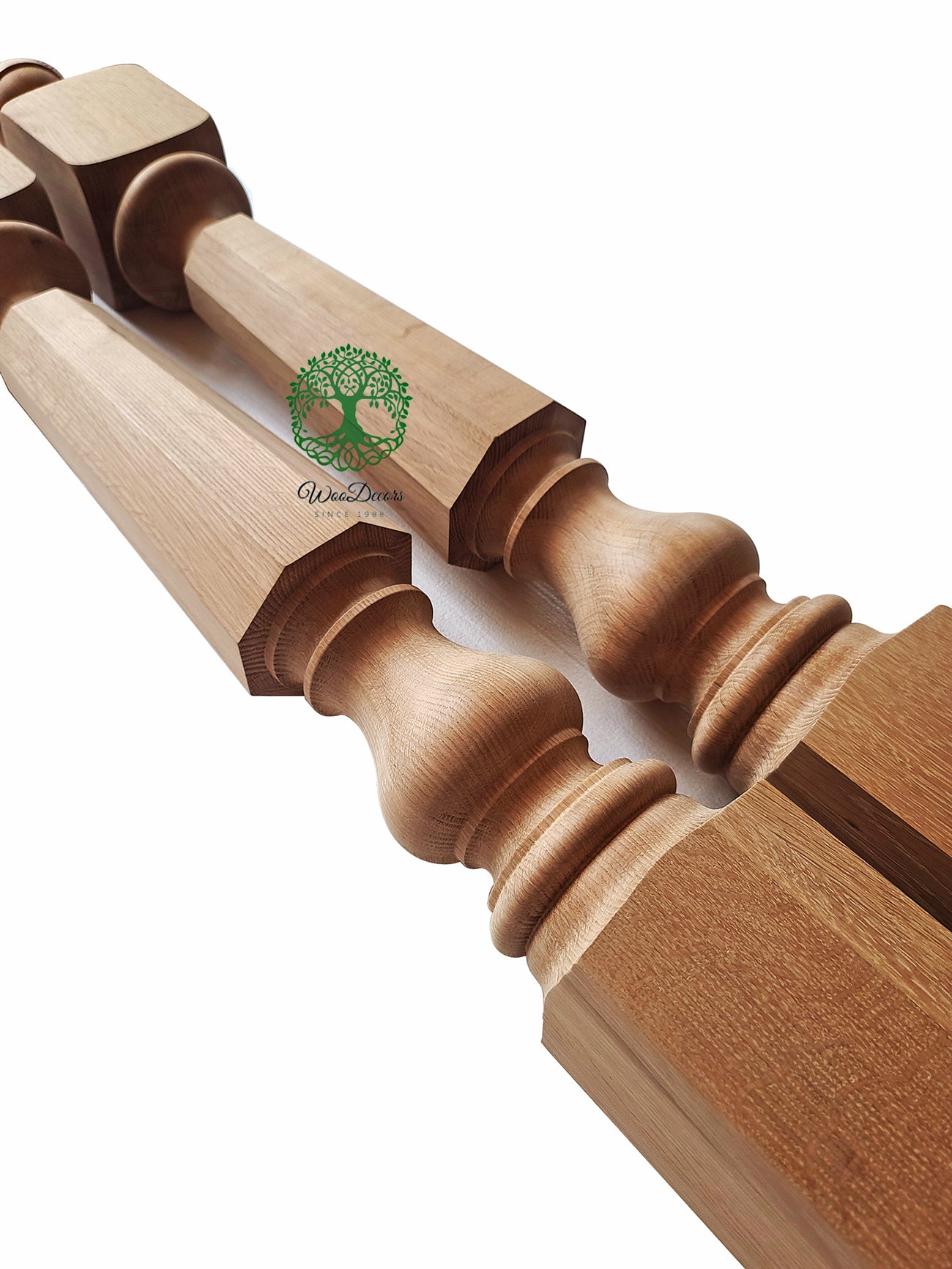 NWL-08 Wood Carved Hexagon Newel Post, Available in 4