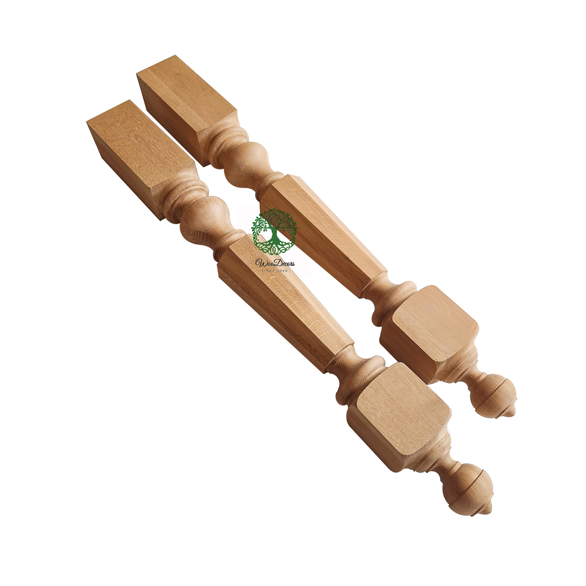 NWL-08 Wood Carved Hexagon Newel Post, Available in 4
