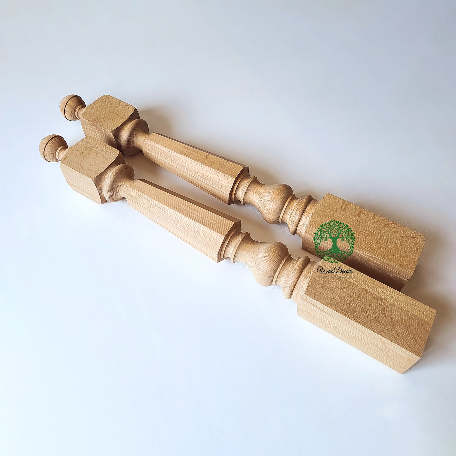 NWL-08 Wood Carved Hexagon Newel Post, Available in 4