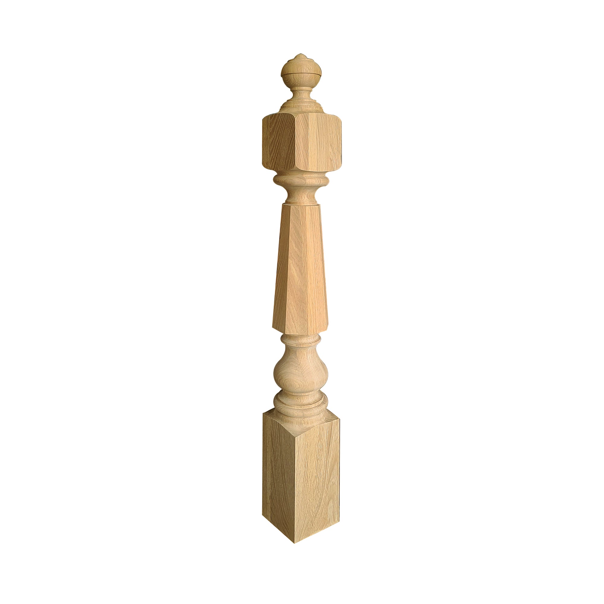 NWL-08 Wood Carved Hexagon Newel Post, Available in 4