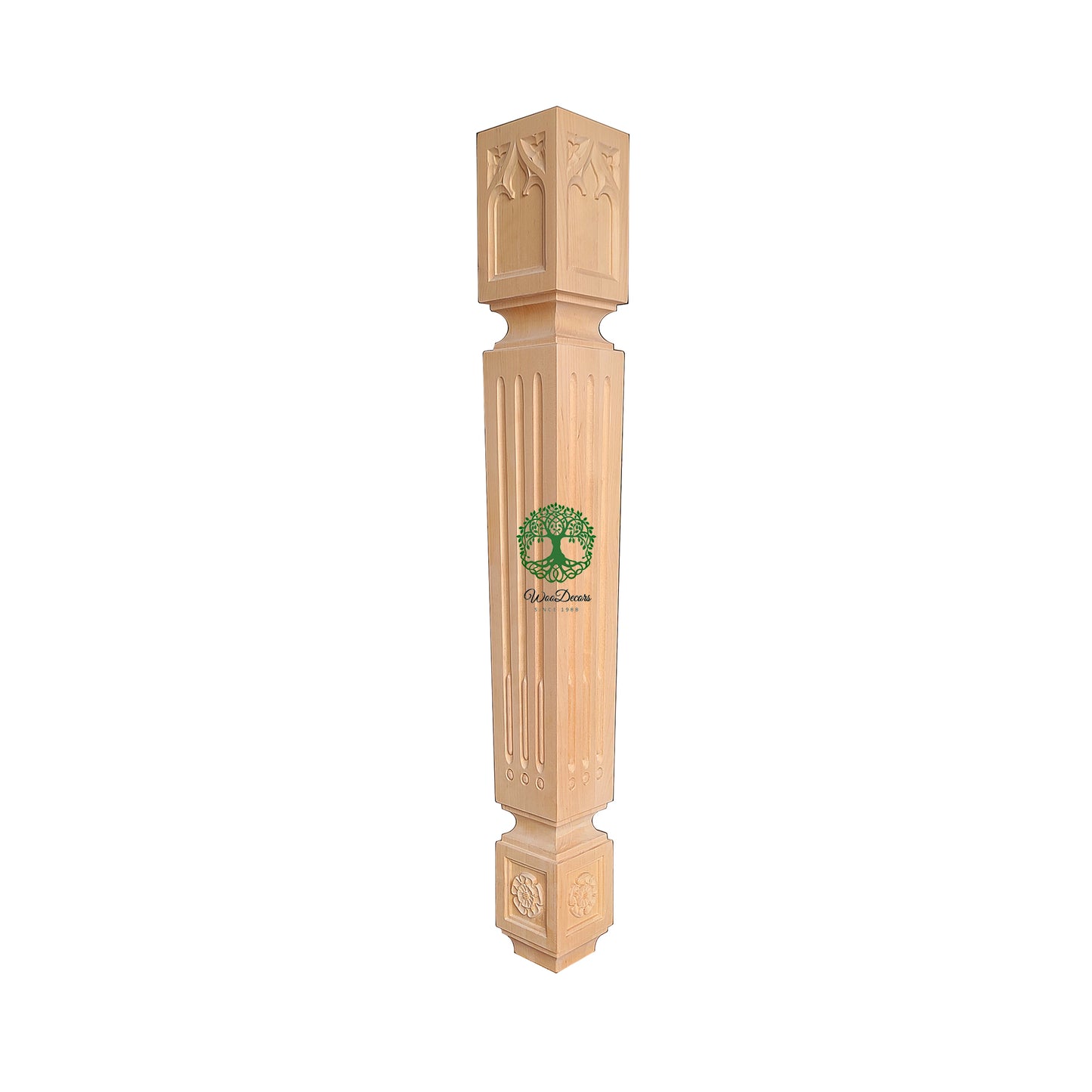 PAIR of Tapered Gothic Fluted Island Posts, Table Legs, Available in 29" & 35-1/2" High, Unfinished