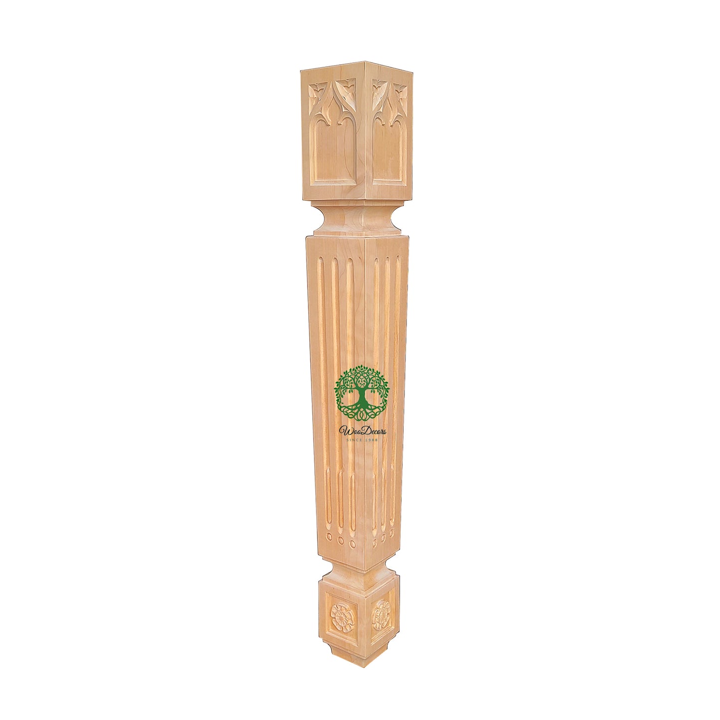 PAIR of Tapered Gothic Fluted Island Posts, Table Legs, Available in 29" & 35-1/2" High, Unfinished