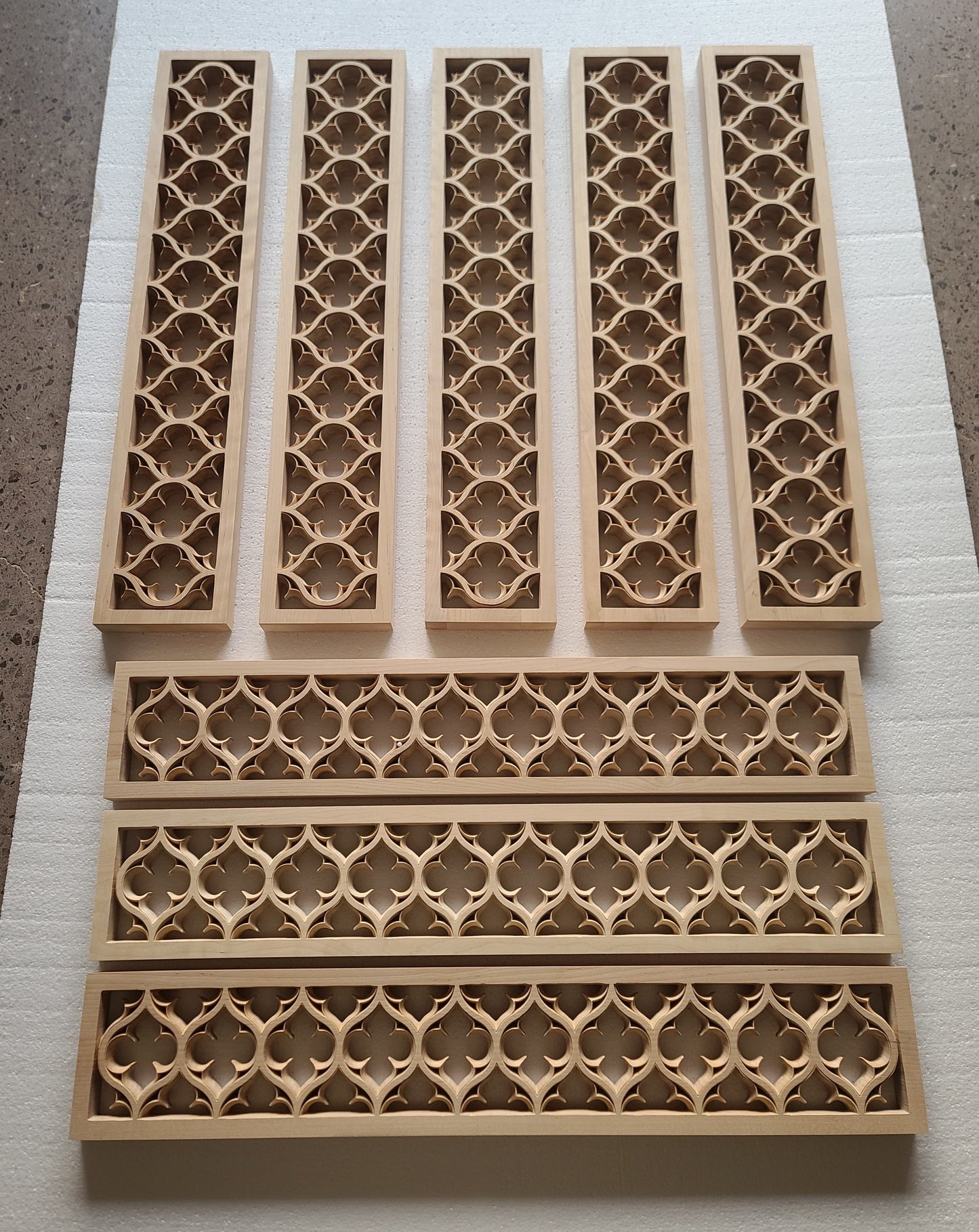CUSTOM260806 21 PCS of PNL-45 Double-face Carved Gothic Birchwood Panel, 30"x5-1/2"x1-1/8", Unfinished
