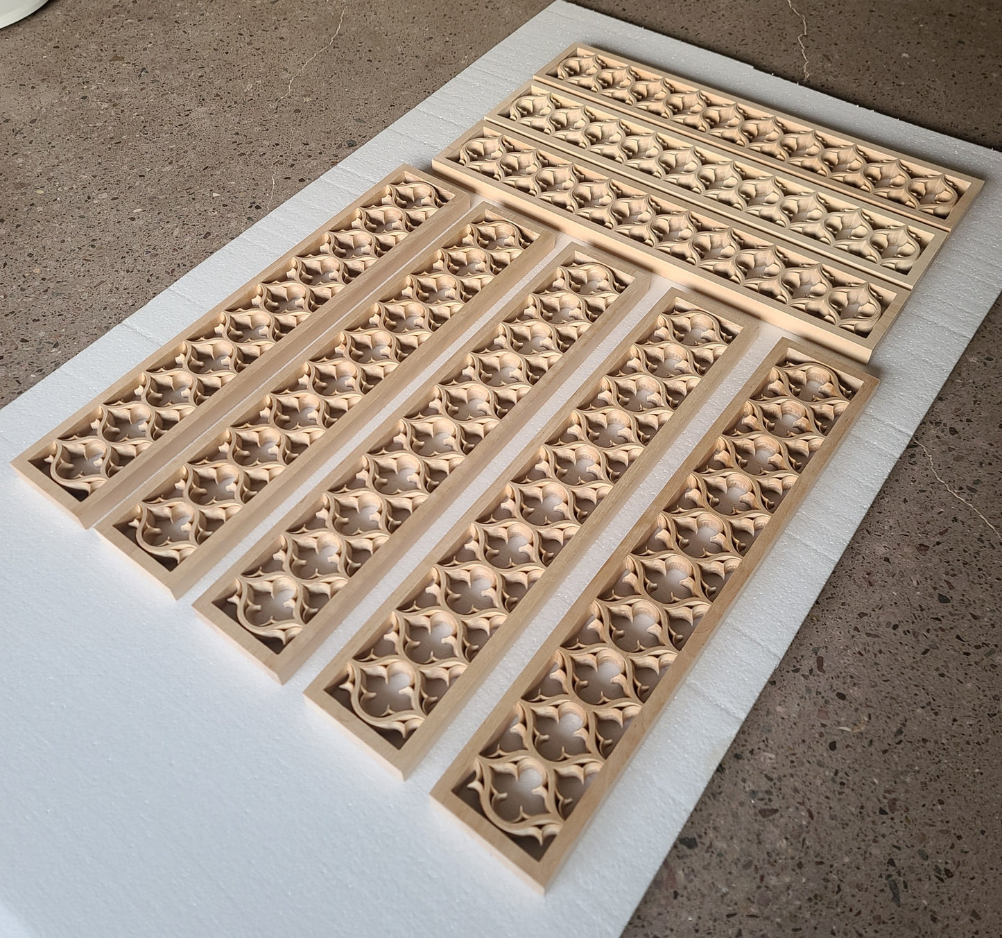 CUSTOM260806 21 PCS of PNL-45 Double-face Carved Gothic Birchwood Panel, 30"x5-1/2"x1-1/8", Unfinished