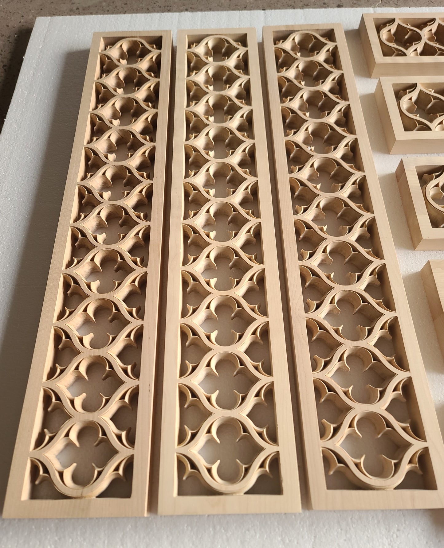 CUSTOM260806 21 PCS of PNL-45 Double-face Carved Gothic Birchwood Panel, 30"x5-1/2"x1-1/8", Unfinished