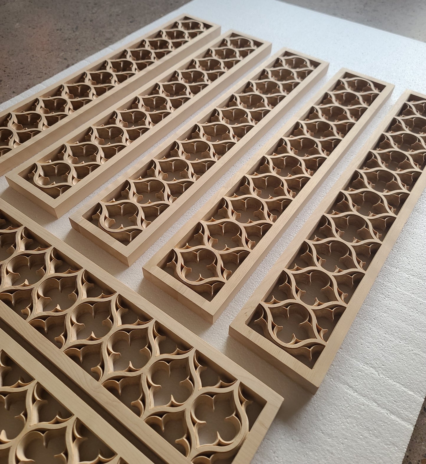 CUSTOM260806 21 PCS of PNL-45 Double-face Carved Gothic Birchwood Panel, 30"x5-1/2"x1-1/8", Unfinished