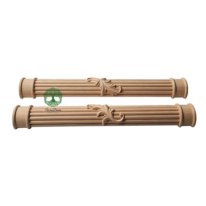 CLM-31 Single Leaf Carved 34-1/2"High Reeded Half-round Wood Columns, Available in 3-3/4", 5-1/4"