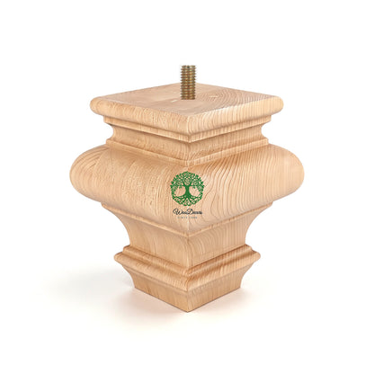 PAIR of Hardwood Furniture Square Bun Feet for Cabinet Chest and Sofa, Replacement Bun Feet, Sofa Legs, Pattern E