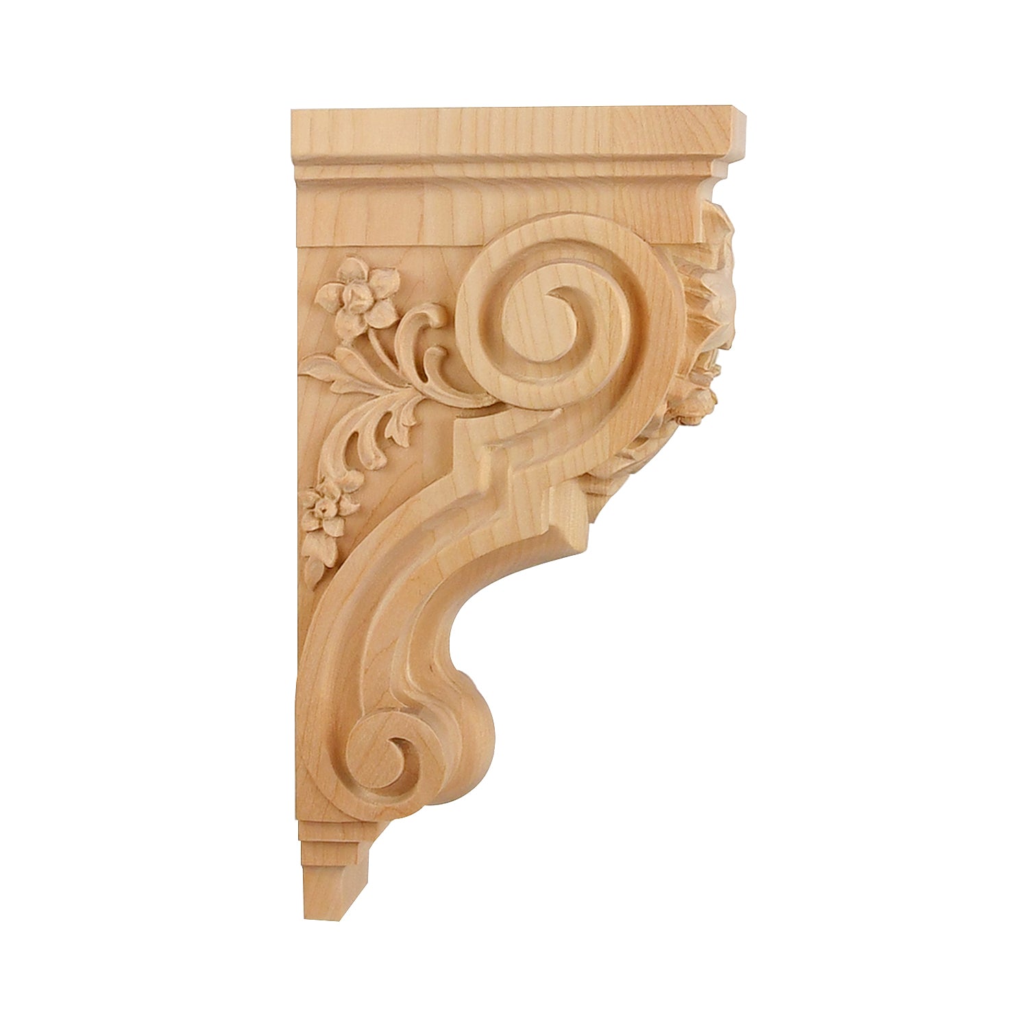 PAIR of Beautiful Rose Carved Wood Corbels, Shelf Brackets, Available in 10
