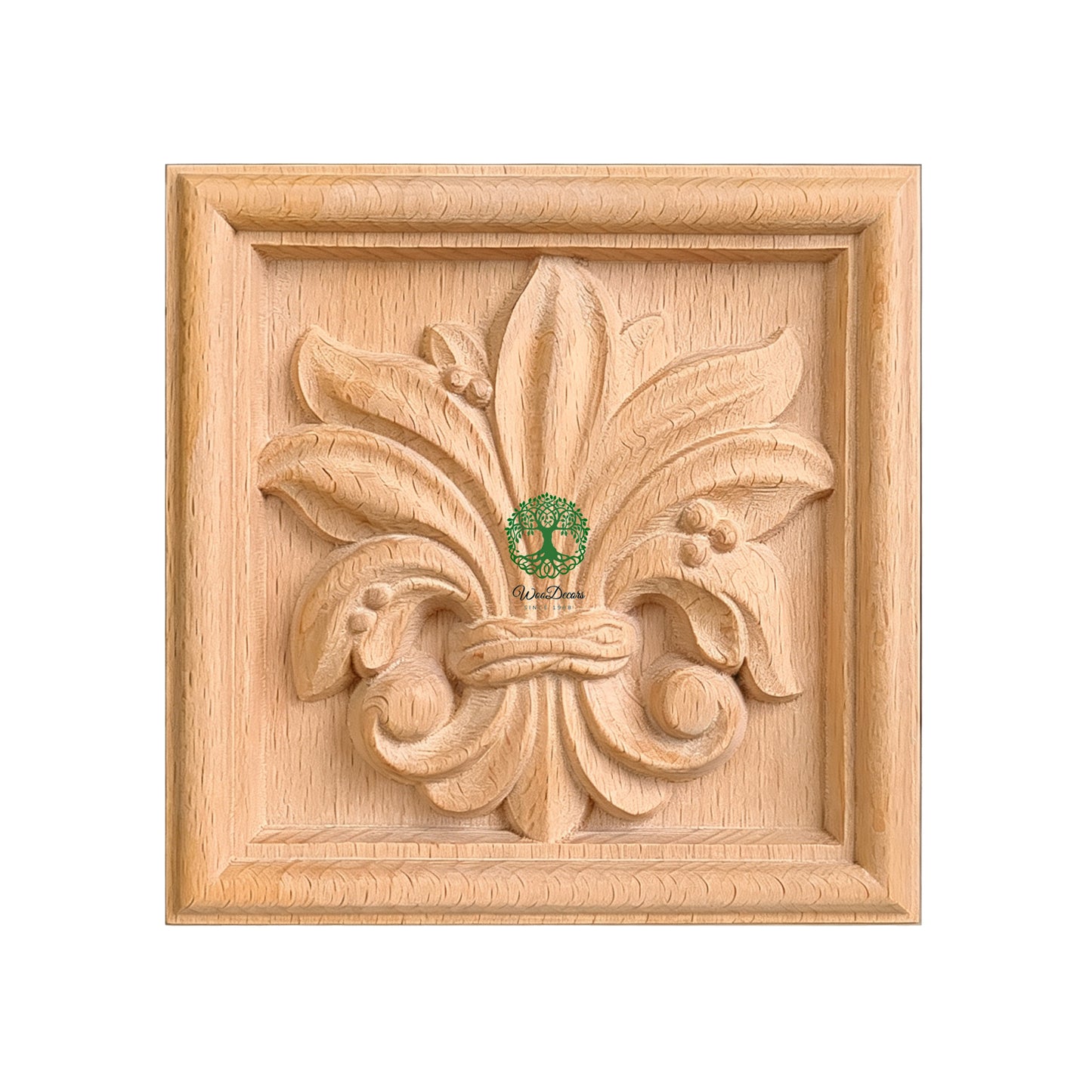 PAIR of Wood Carved Square Architrave Blocks, Plinth Section #1,  Available in 4 designs & 3 Sizes