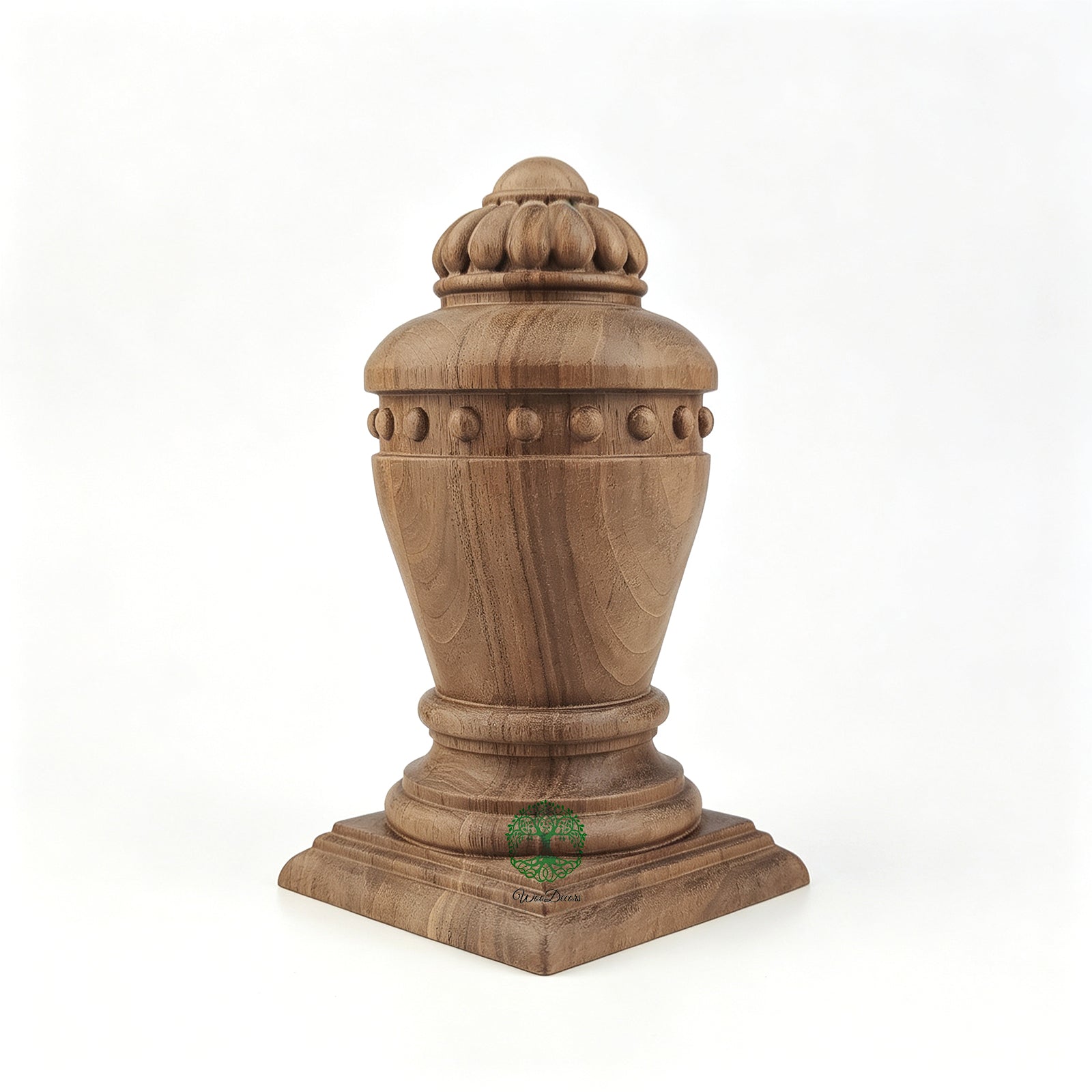 FNL-24 Colonial Stair Newel Pos Cap, Square-bottom Wood Carved Finial, Single