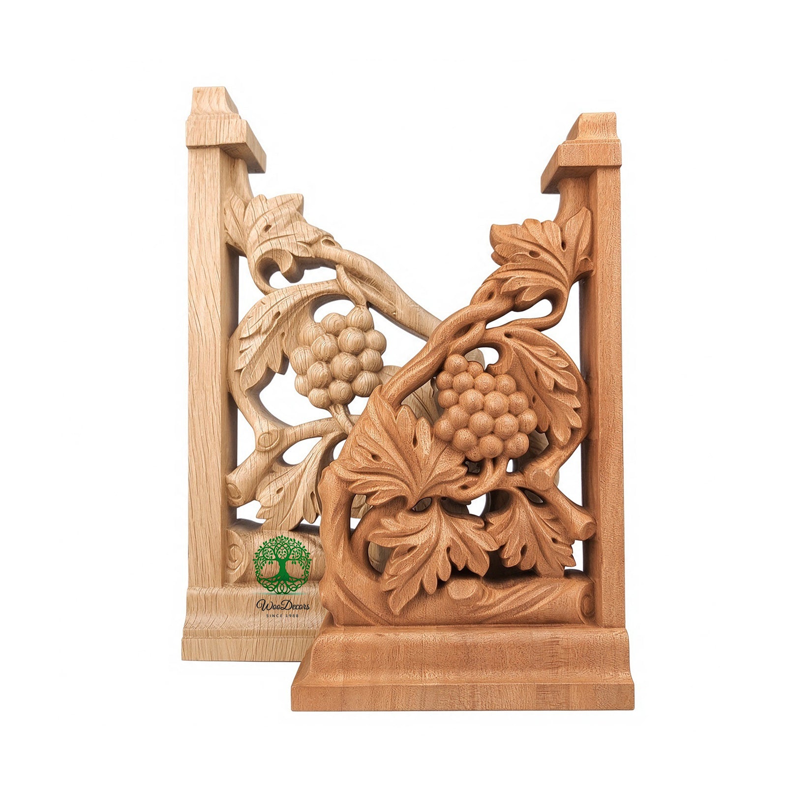 PAIR of Vintage Grapevine Carved Look-through Corbels, Shelf Bracket, Available in 9”, 12