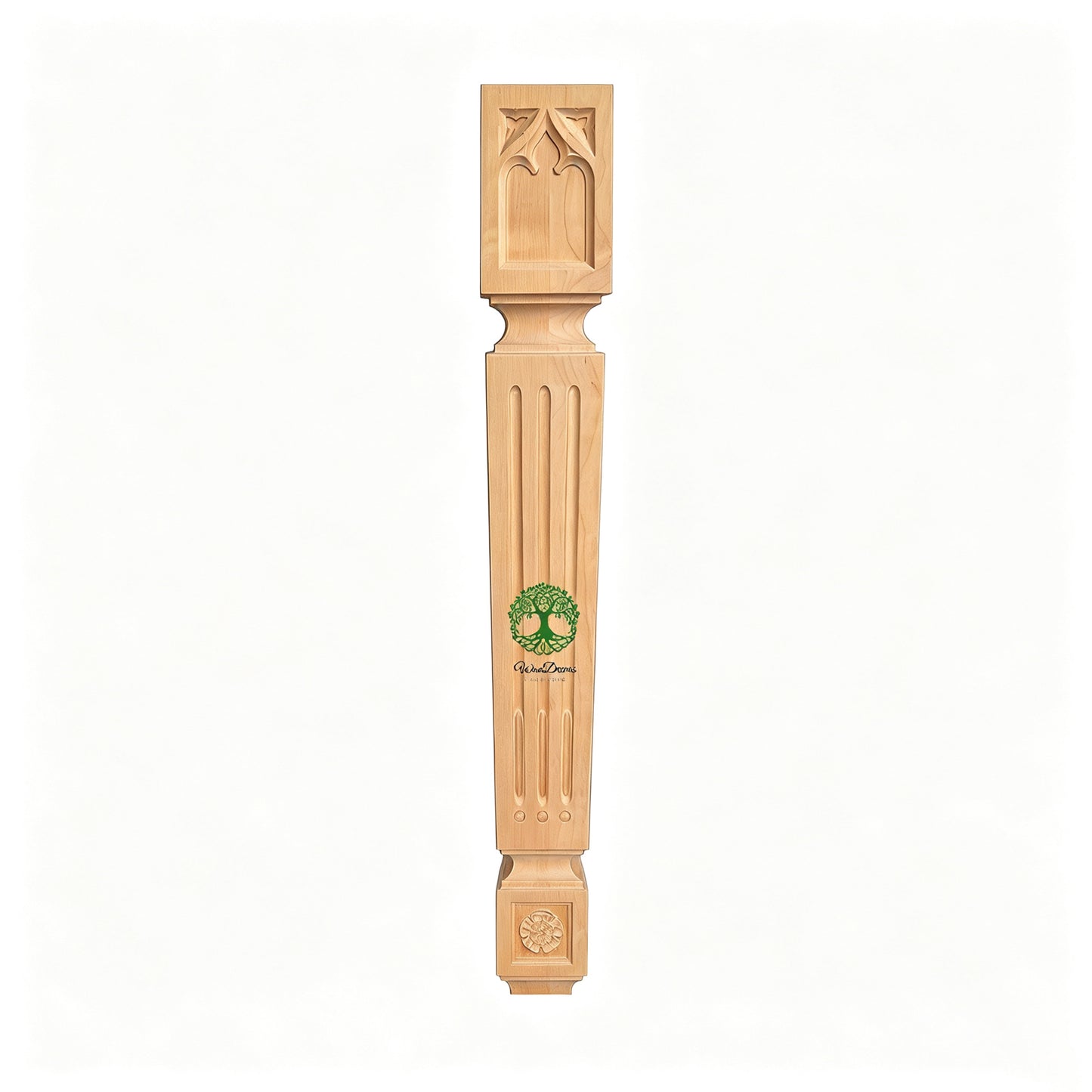 PAIR of Tapered Gothic Fluted Island Posts, Table Legs, Available in 29" & 35-1/2" High, Unfinished