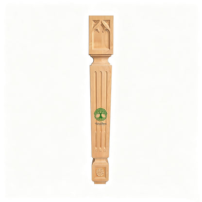 PAIR of Tapered Gothic Fluted Island Posts, Table Legs, Available in 29" & 35-1/2" High, Unfinished