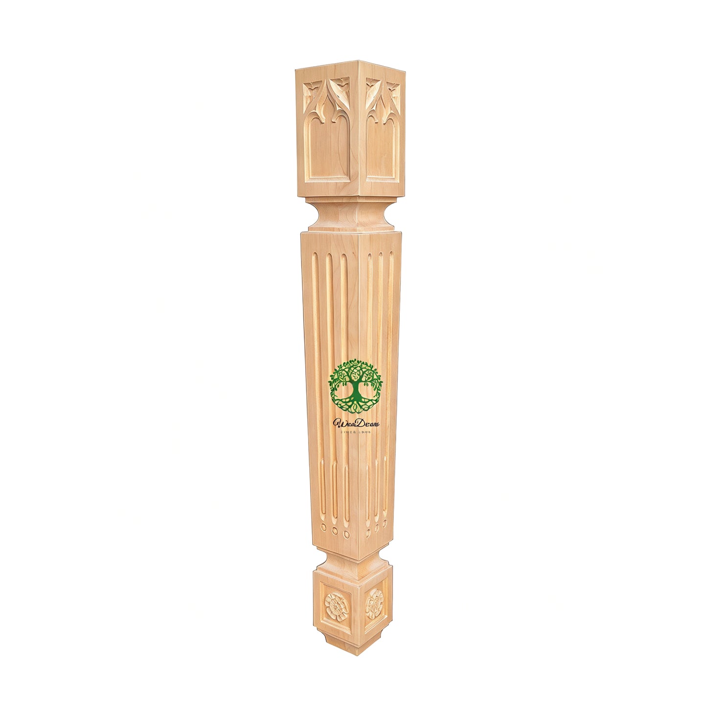 PAIR of Tapered Gothic Fluted Island Posts, Table Legs, Available in 29" & 35-1/2" High, Unfinished
