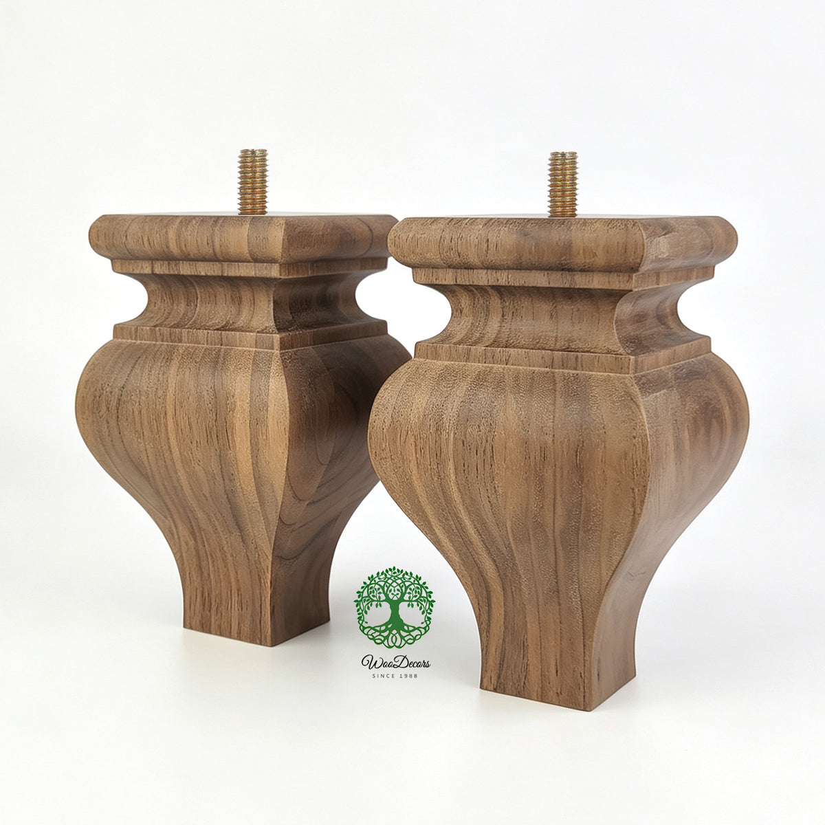 PAIR of Hardwood Square Bun Feet for Cabinet Chest and Sofa, Replacement Bun Feet, Sofa Legs, Pattern B