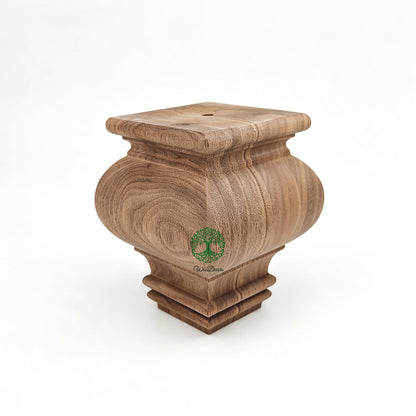 PAIR of Hardwood Furniture Square Bun Feet for Cabinet Chest and Sofa, Replacement Bun Feet, Sofa Legs, Pattern F