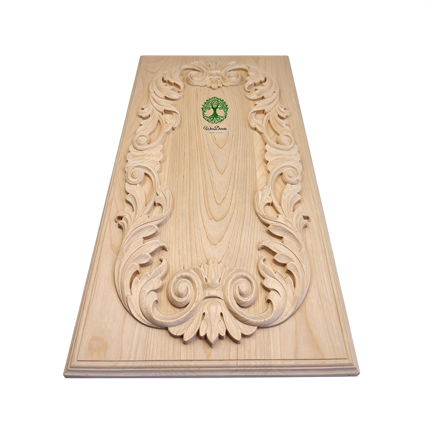 PNL-09 PAIR of Scroll Acanthus Carved Wood Panels, Available in 5 Sizes, Unfinished