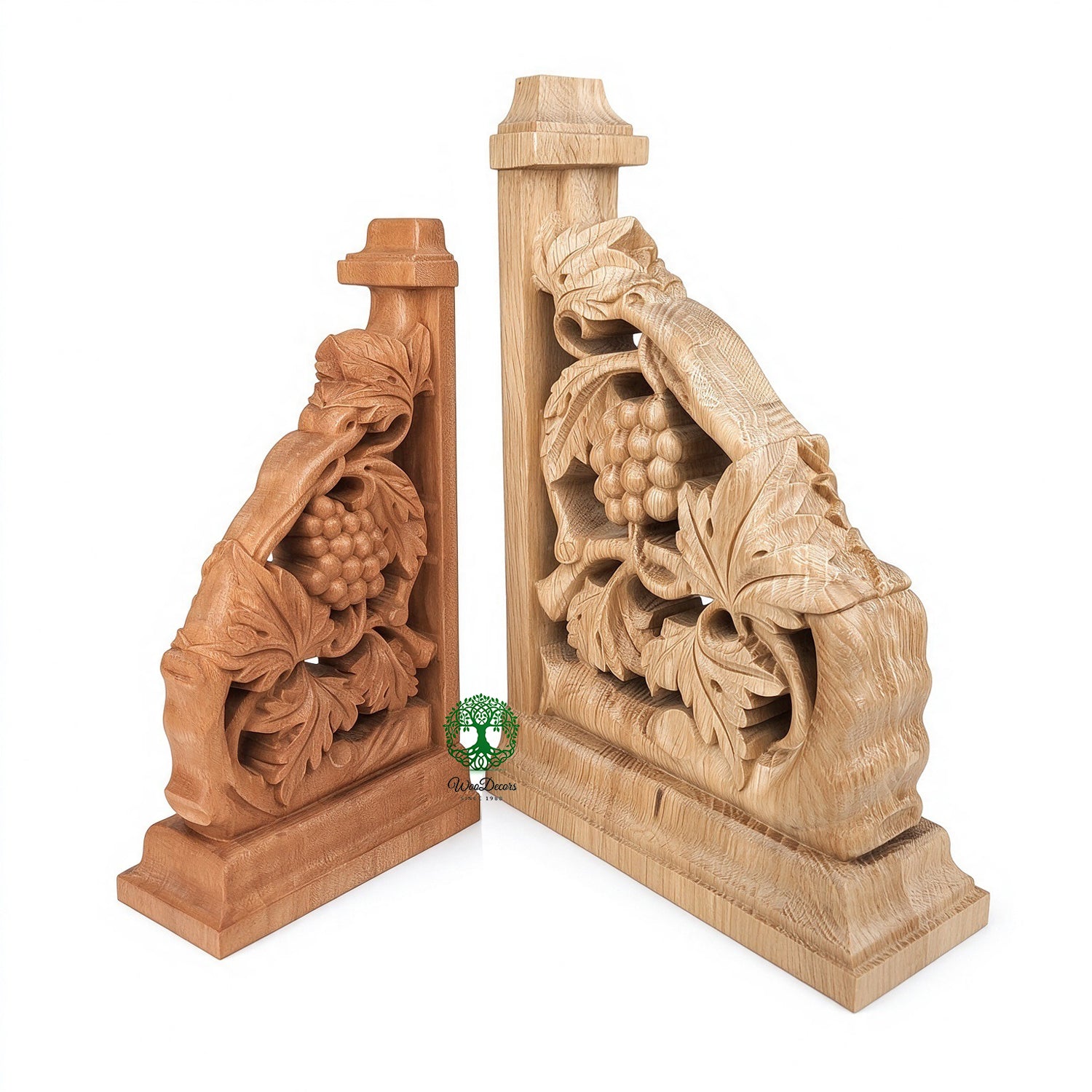 PAIR of Vintage Grapevine Carved Look-through Corbels, Shelf Bracket, Available in 9”, 12