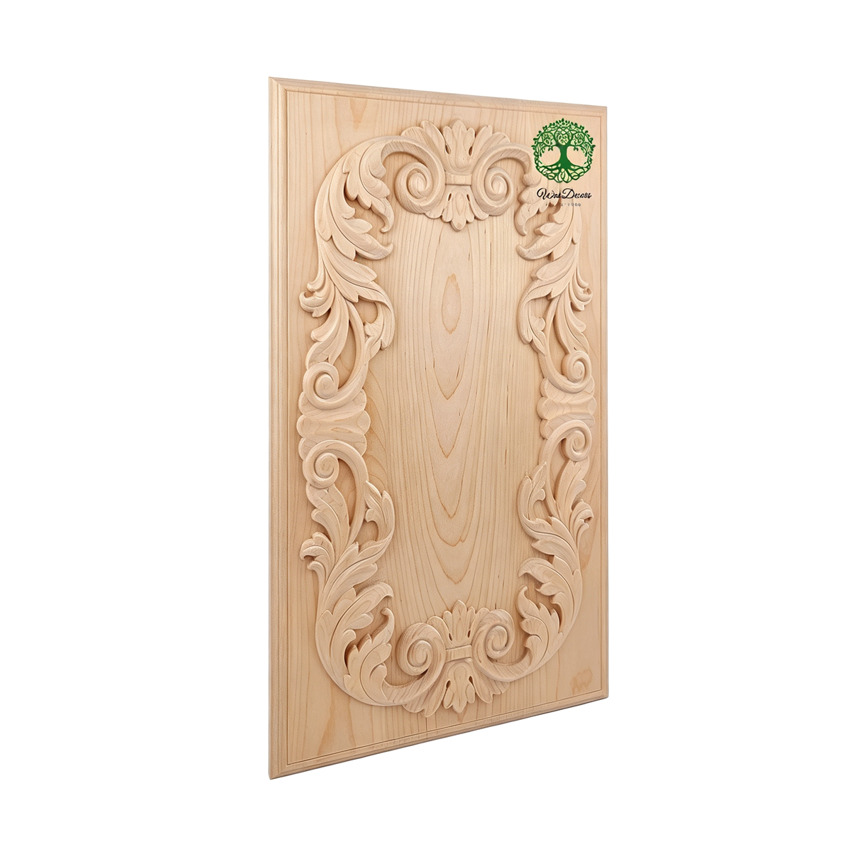 PNL-09 PAIR of Scroll Acanthus Carved Wood Panels, Available in 5 Sizes, Unfinished