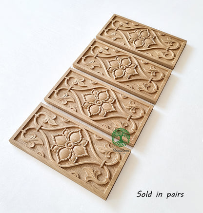 PNL-47 Vintage Vine Leaf Carved Wood Panel, 2 Sizes Available