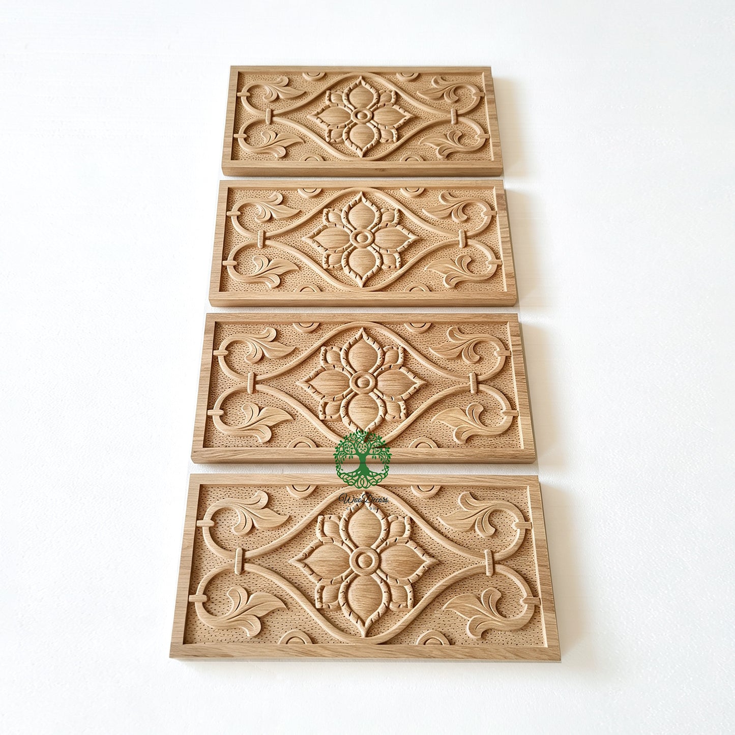 PNL-47 Vintage Vine Leaf Carved Wood Panel, 2 Sizes Available