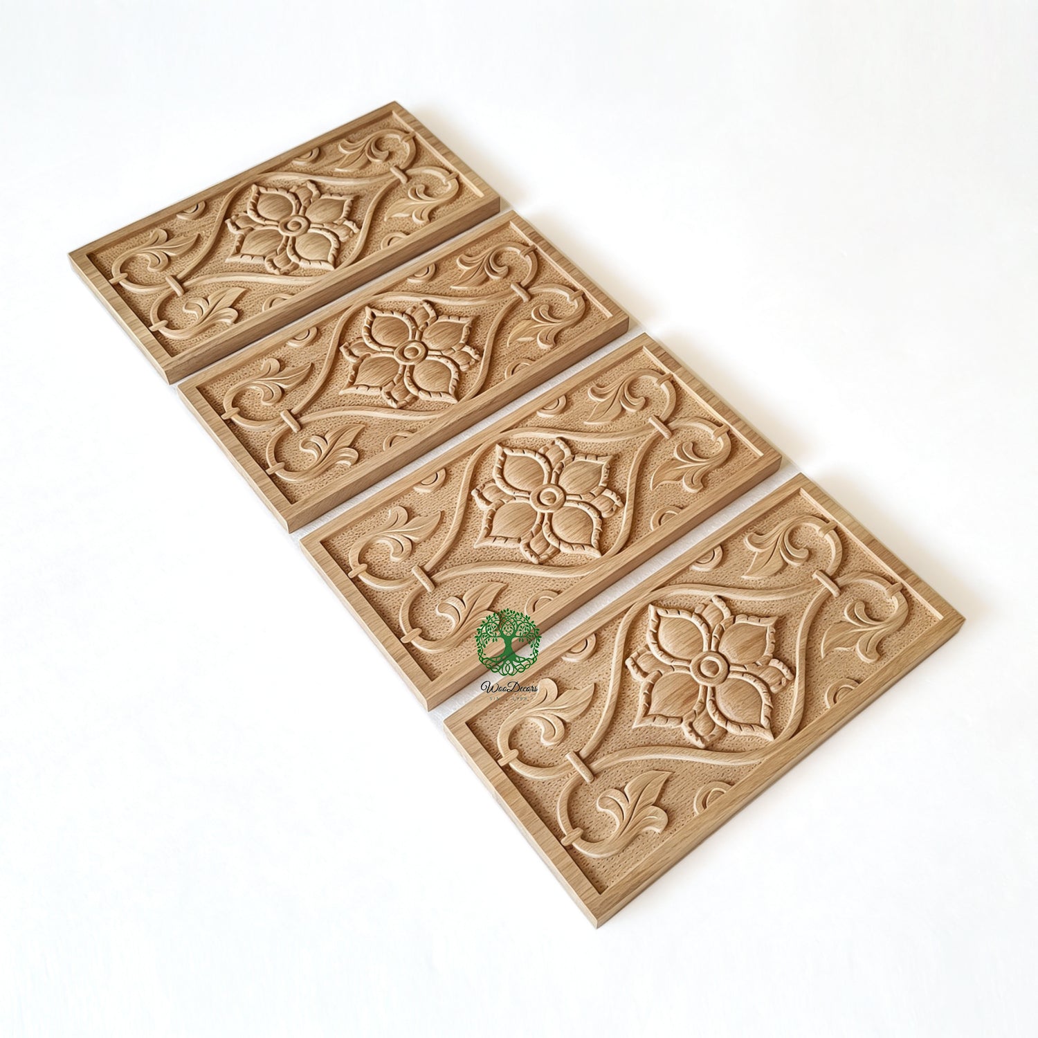 PNL-47 Vintage Vine Leaf Carved Wood Panel, 2 Sizes Available