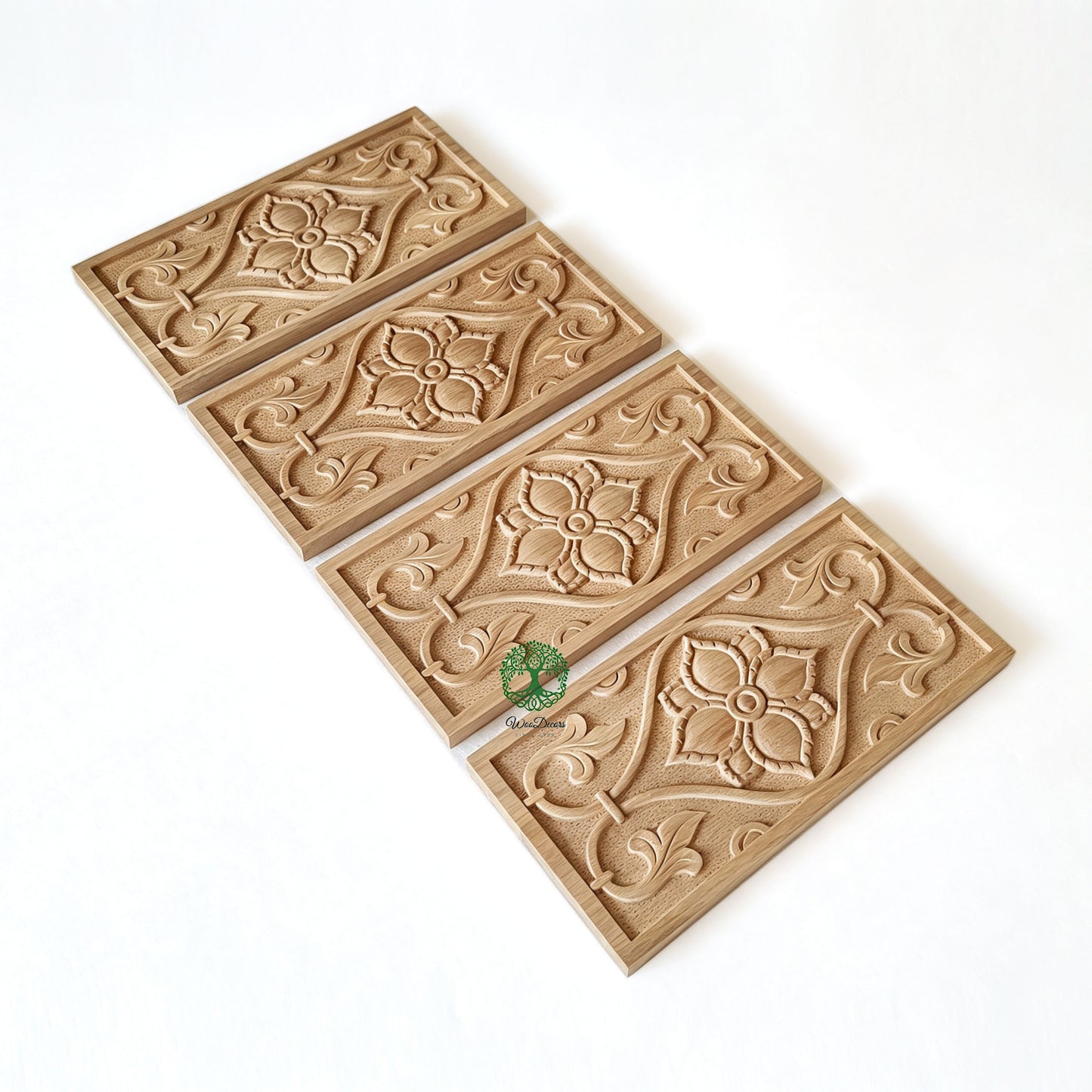 PNL-47 Vintage Vine Leaf Carved Wood Panel, 2 Sizes Available