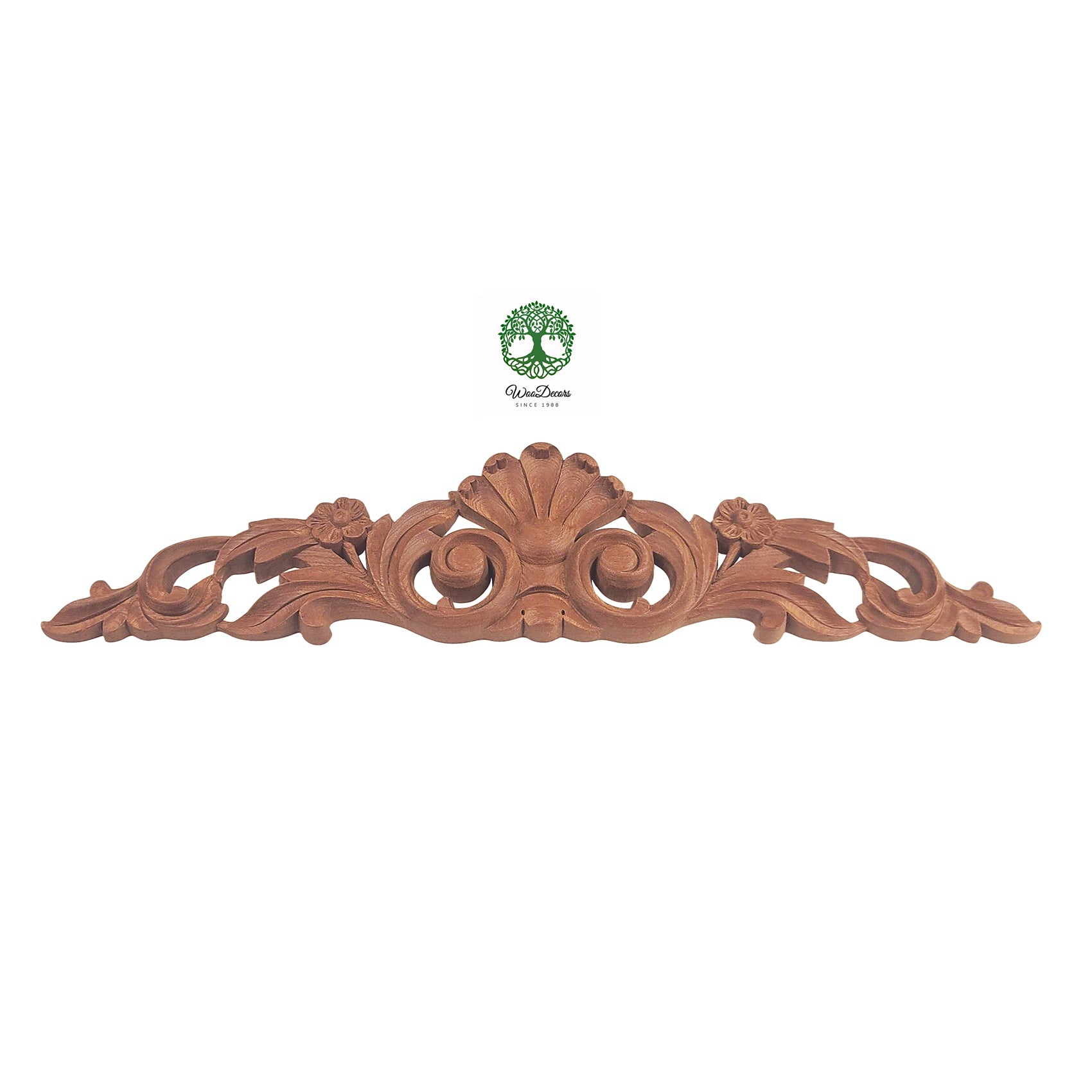 Shell Leaf Scroll Carved Wood Carved Onlay, Furniture Applique, Available from 12-1/4