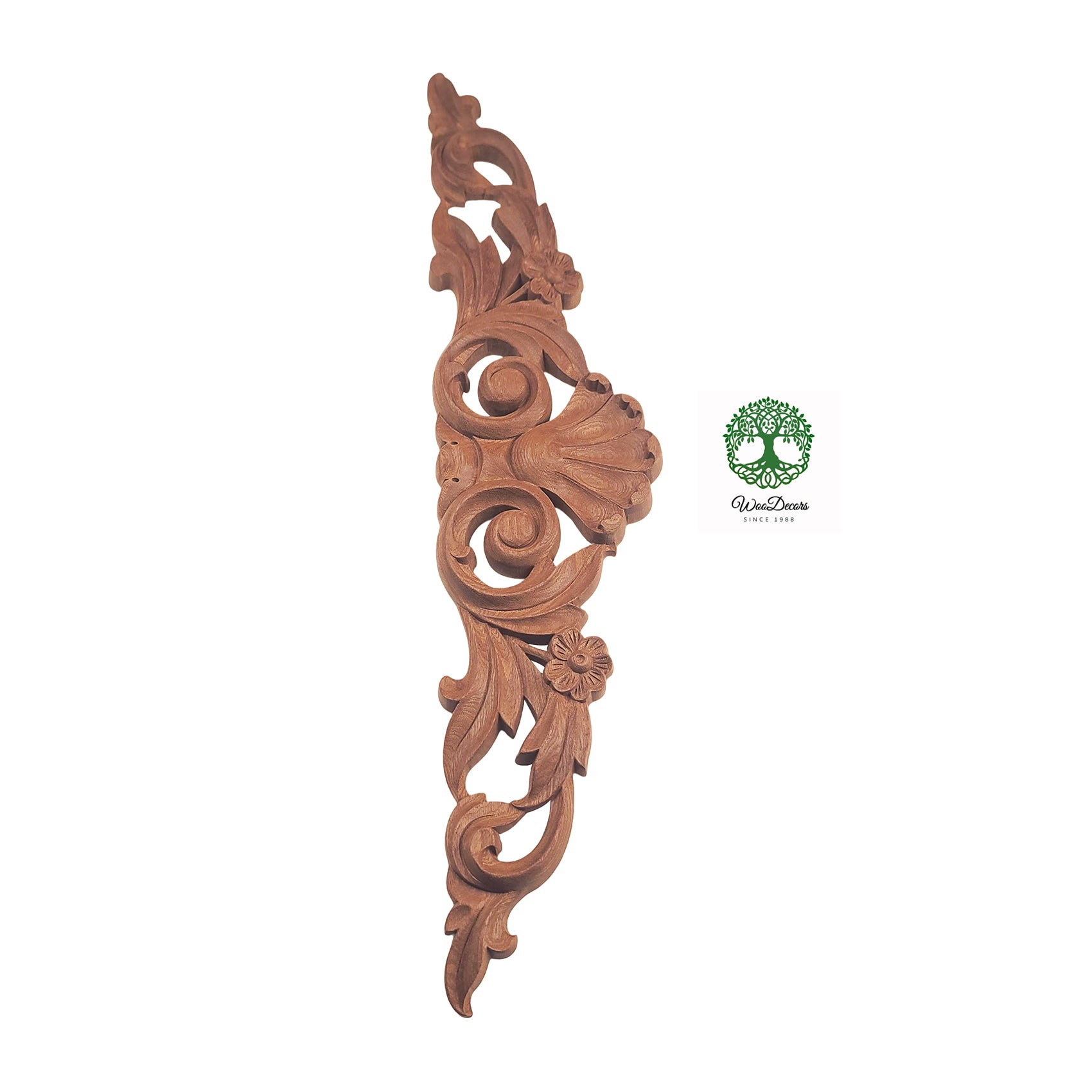 Shell Leaf Scroll Carved Wood Carved Onlay, Furniture Applique, Available from 12-1/4