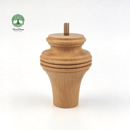 PAIR of Hardwood Furniture Bun Feet, Cabinet Feet and Sofa Legs, Replacement Legs, Wood Turning Bun Feet Pattern C