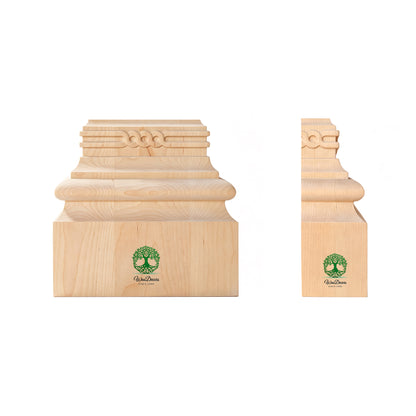 BASFC-12  PAIR of Circle Neck Carved Pilaster Bases, Wood Plinths, Hollow Back, 5 Sizes Available
