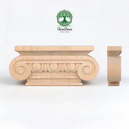 PAIR of CAP-F-06 Simple Ionic Capitals for Pilasters, Pilaster Cap, Available in 3 Sizes