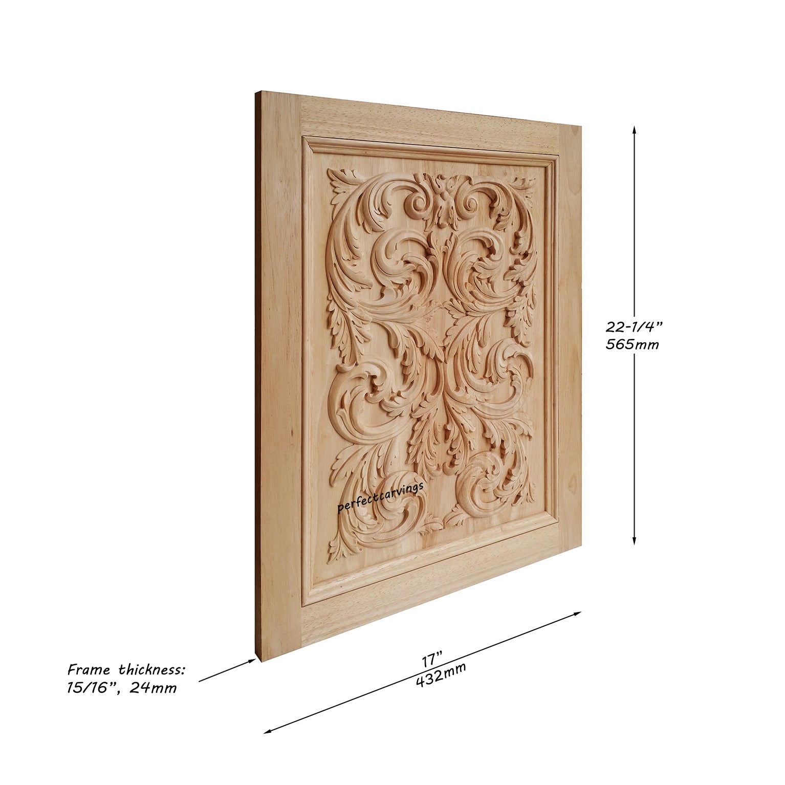 CBD-12 Magnificent Leaf Scroll Carved Wood Panel Door, Cabinet Door, 17
