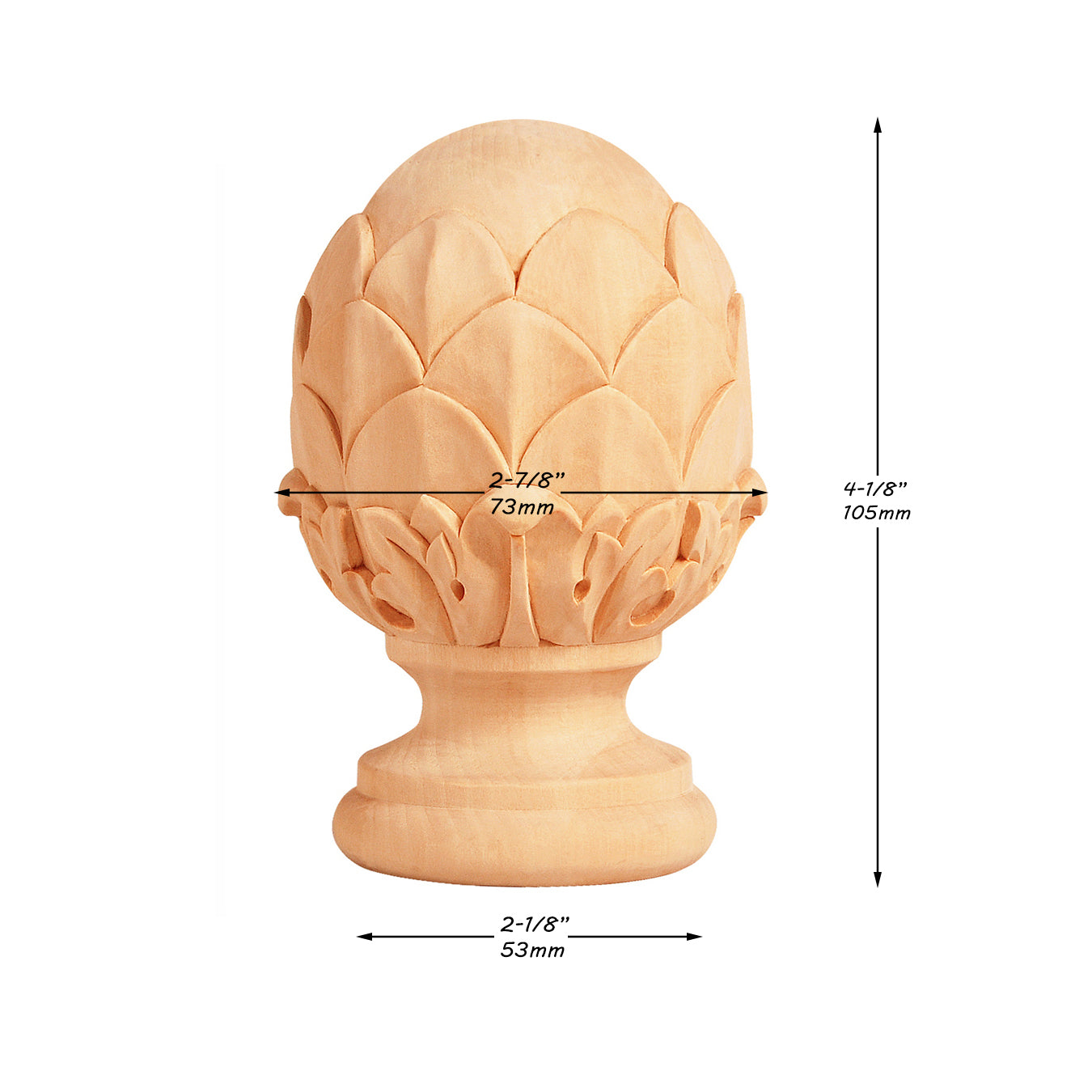 PAIR of Traditional Acanthus Pineapple Carved 4-1/8