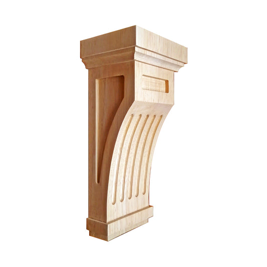 PAIR of Wood Carved Fluted Mission Corbels, Available in 7" & 10" High