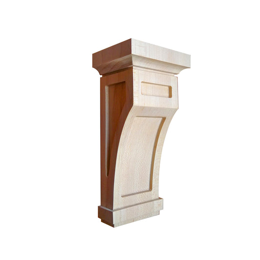 PAIR of Wood Carved Recessed Mission Corbels, Available in 7" & 10" High