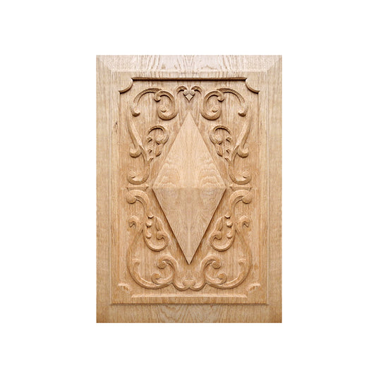 PAIR of PNL-49 Simple Scroll & Diamond Carved Wood Panels, 13-1/2"Wx19-3/8"H