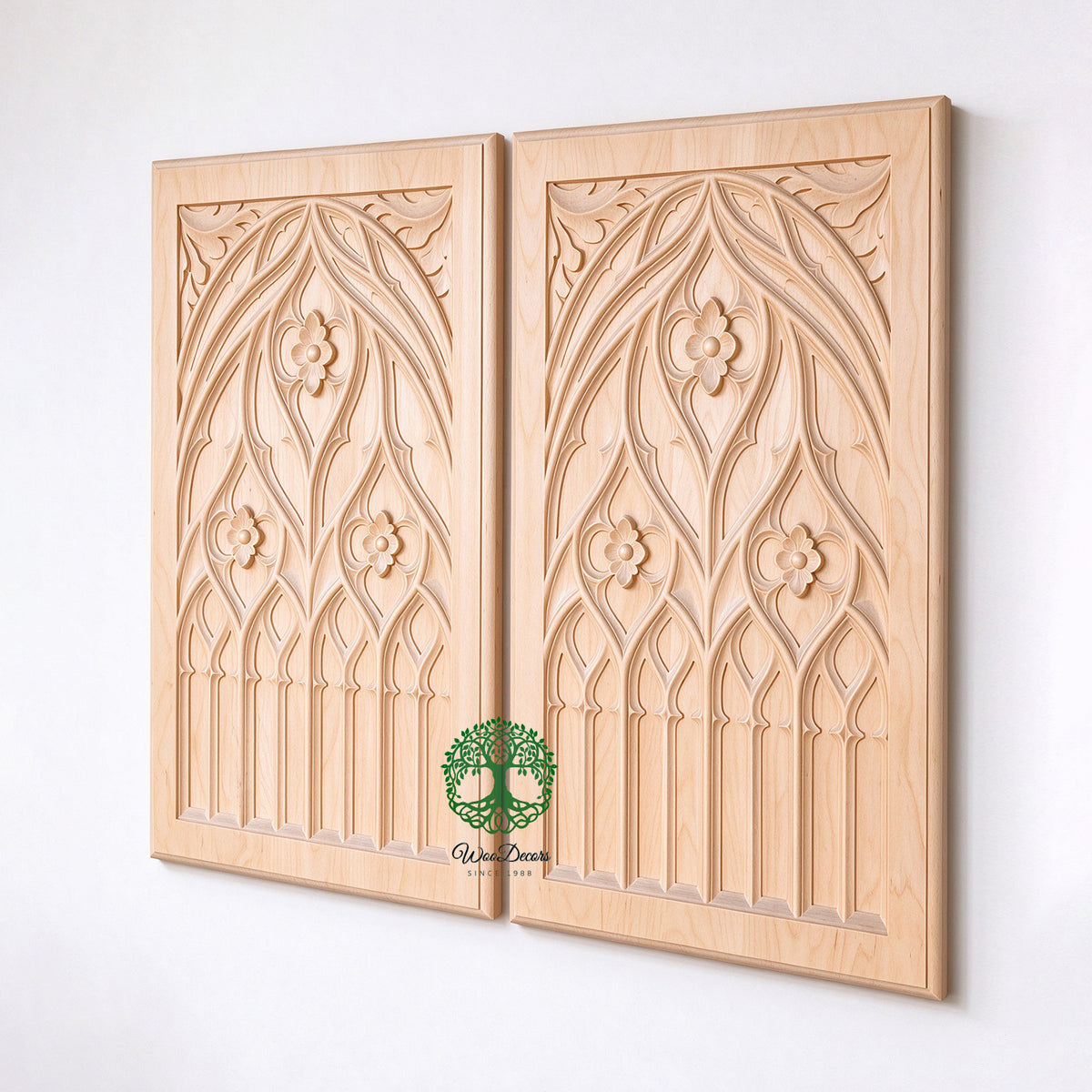PAIR of PNL-50 Delicate Gothic Door Panels, Furniture Panels, 13-1/2"Wx21-1/4"H, Unfinished