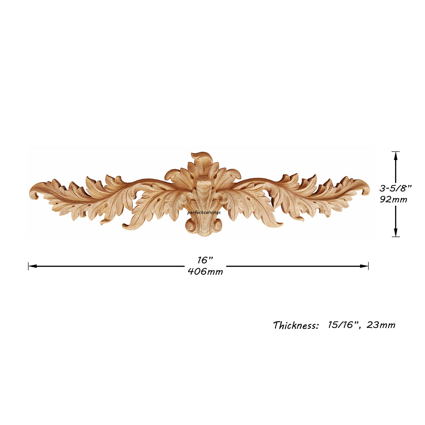 Eagle Shape Leaf Carved Wood Cabinet Onlay, Furniture Applique, Available in 12