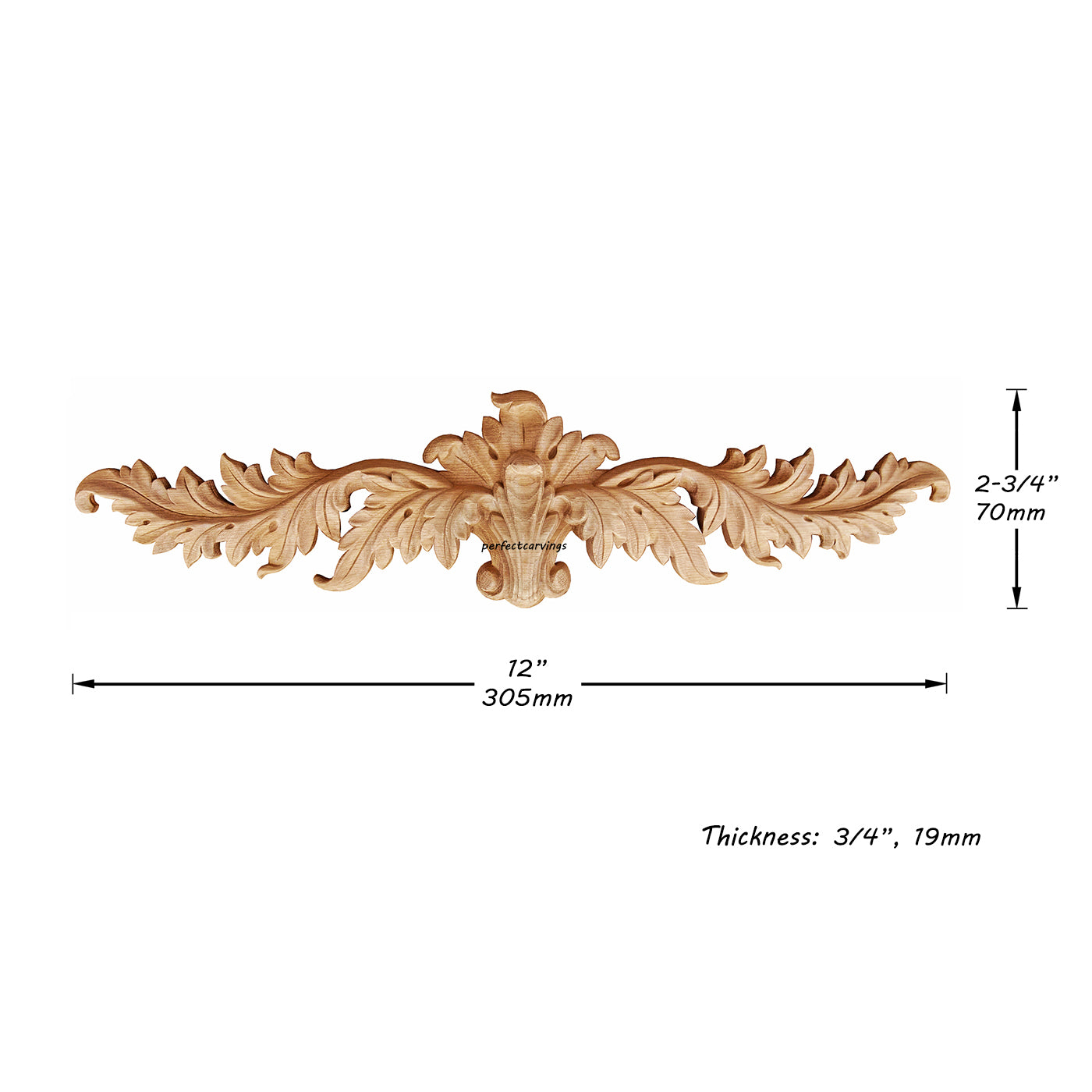 Eagle Shape Leaf Carved Wood Cabinet Onlay, Furniture Applique, Available in 12