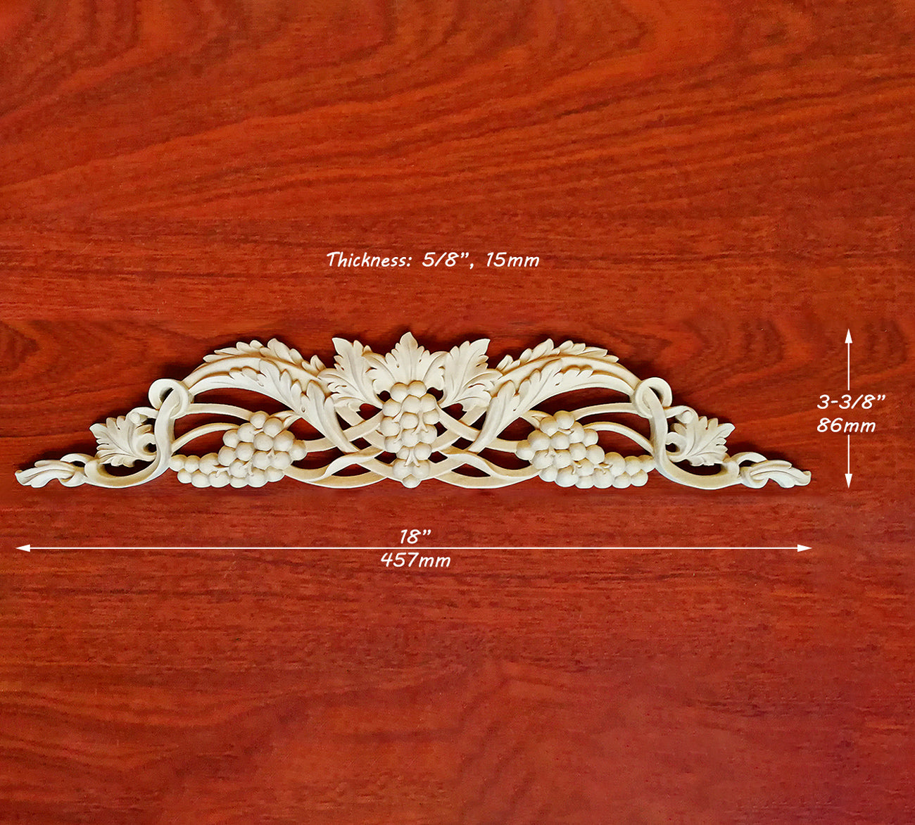 Interwoven Ribbon and Grapevine Carved Applique, Onlay for Furniture, Available from 12