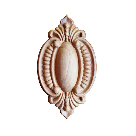 PAIR of Pearl Beads Carved Wood Rosette Applique,  3-5/8"x6-14"H
