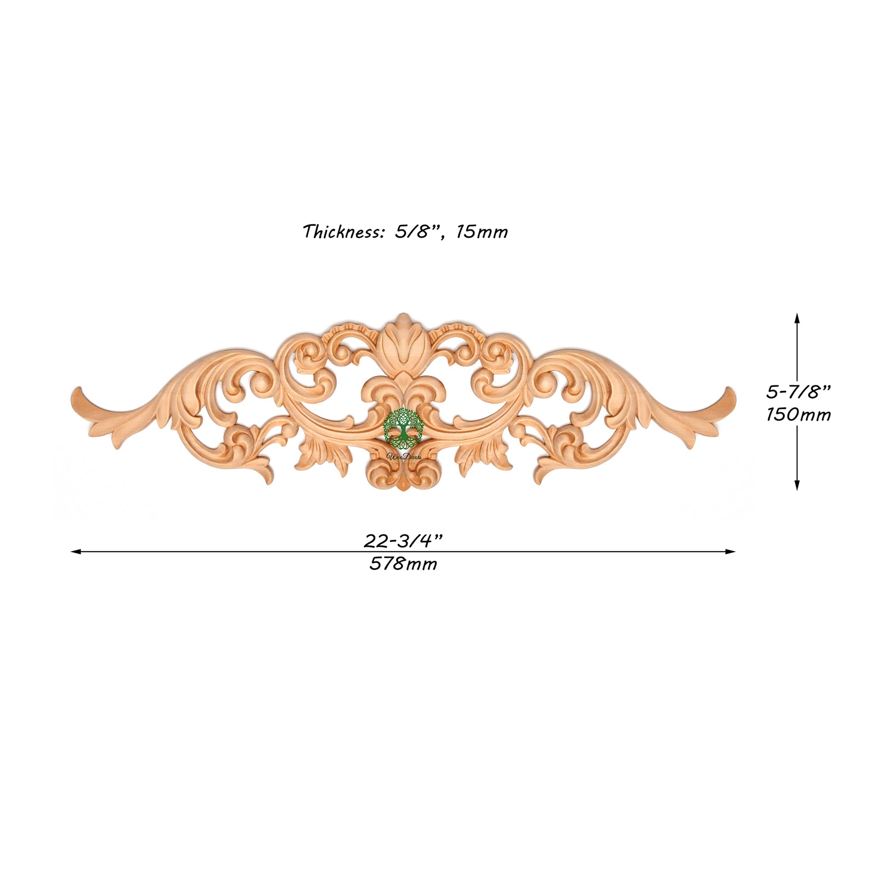 Delicate Leaf Scroll Carved Wood Applique, Furniture Onlay, Available from 13