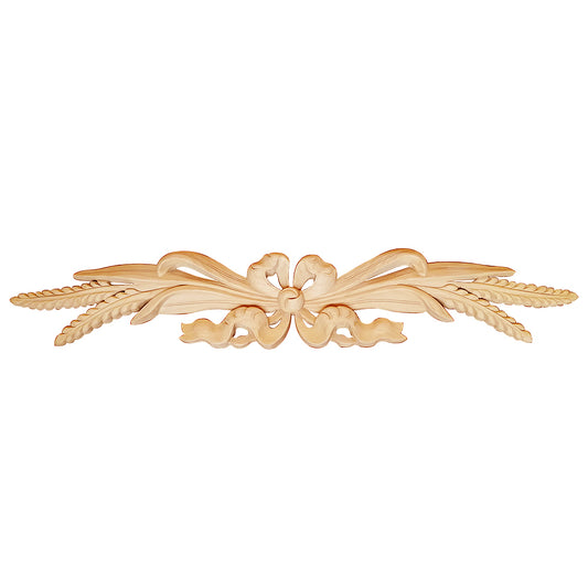 Delicate Carved Wheat Ribbon Wood Applique Onlay, Available in 16" & 24" Wide