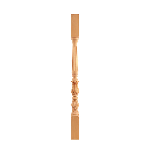 Set of 4,  SPD-02 Solid Carved Fluted Acanthus Stair Balusters, 38"High, Unfinished